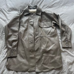 Women Button Up Leather Jacket